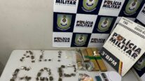 Dupla é presa por tráfico de drogas e PM apreende tabletes e 200 porções de maconha