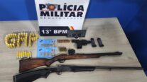 PM prende dois homens por porte ilegal de arma de fogo e apreende 154 munições