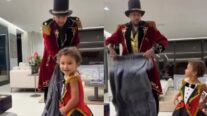Neymar se veste de mágico para se divertir com a Mavie e encanta internautas