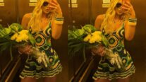 Virginia ganha buquê de flores após jogo do Brasil e recebe comentário de Vini Jr.