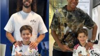 Tainá Militão leva filho com Léo Pereira para conhecer astros do Real Madrid