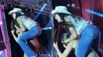 Ana Castela cai e “arrasta” prefeita junto durante show em Presidente Venceslau; veja