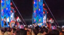 Palco de Gloria Groove cede durante show e dois dançarinos caem em buraco em MG